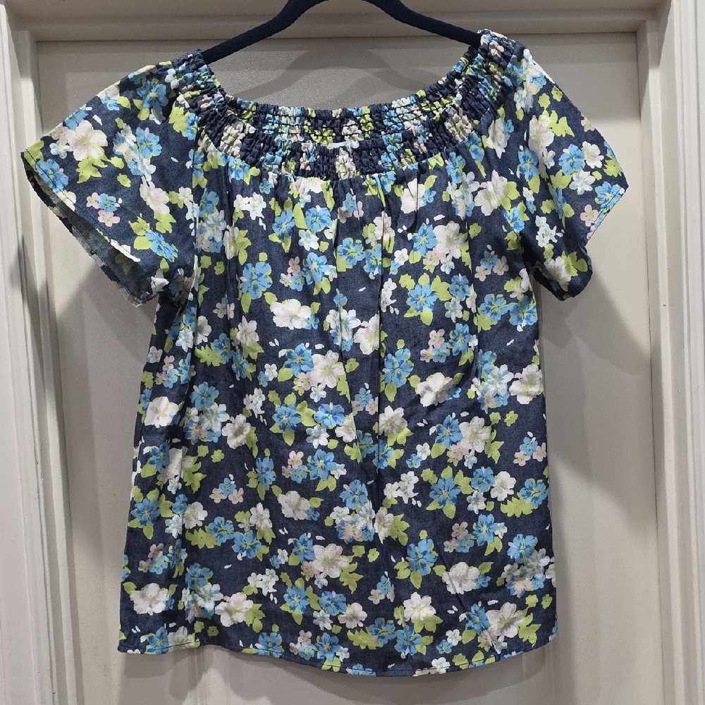 Hayden Floral Off-Shoulder Tunic -‎ Blue, Green, White